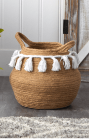 11â€ Boho Chic Handmade Natural Cotton Woven Planter with Tassels