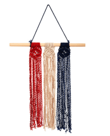 14â€ x 24â€ Red White and Blue â€œAmericanaâ€ Macrame Wall Hanging Art Decor