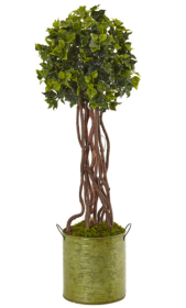 2.5â€™ English Ivy Tree in Metal Planter UV Resistant (Indoor/Outdoor)