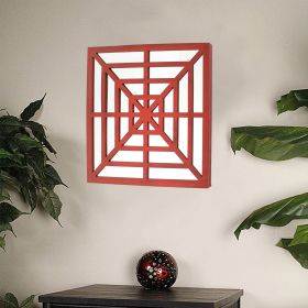 1.25 X 23.25 X 23.25 Red Mirrored Wooden  Wall Decor