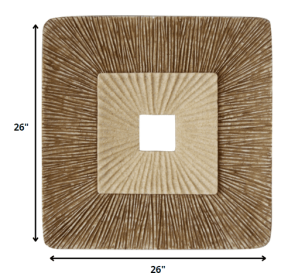 1 X 26 X 26 Brown Concave Square Double Layer Ribbed  Wall Plaque