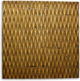 Raw Wood Look Gold Finish Square Wall Art