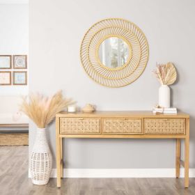 31.5 Boho Casual Woven Wicker Wall Mirror