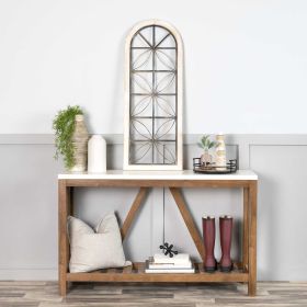 Distressed White Metal & Wood Window Panel