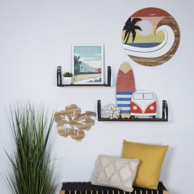 Round Wooden Sunset Wave Wall Art