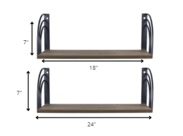 Set Of Two Arched Wooden Floating Wall Shelves
