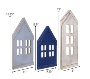 Set of Three House Shaped Wooden Wall DÃ©cor