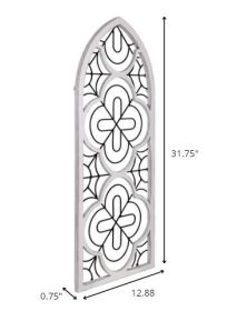 Vintage White Wood and Metal Window Panel Wall DÃ©cor