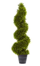 3' Grass Spiral Topiary w/Deco Planter