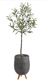 4.5â€™ Olive Artificial Tree in Gray Planter with Stand