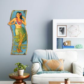 Vintage Hula Girl Tiki Bar Advertisment Wall DÃ©cor