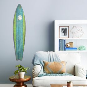 Rustic Aqua and Green Surfboard Wall DÃ©cor