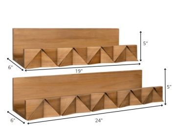 Set of Two 3D Wooden Ledge Wall Shelves