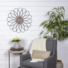 Carved Wood and Metal Flower Wall DÃ©cor