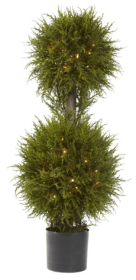 40â€ Cedar Double Ball Topiary w/Lights