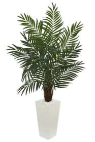 5.5' Areca Artificial Palm Tree in White Tower Planter