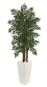 5.5' Parlor Palm Artificial Tree in White Tower Planter