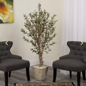 5â€™ Olive Artificial Tree in Country White Planter