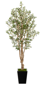 6.5â€™ Olive Artificial Tree in Black Metal Planter
