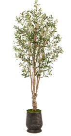 6.5â€™ Olive Artificial Tree in Ribbed Metal Planter