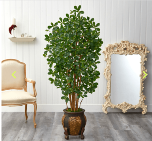 67â€ Black Olive Artificial Tree with 1365 Bendable Leaves in Decorative Planter
