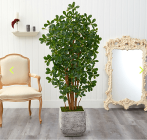 67â€ Black Olive Artificial Tree with 1365 Bendable Leaves in White Planter