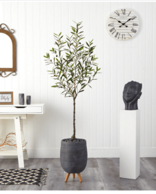 70â€ Olive Artificial Tree in Gray Planter with Stand