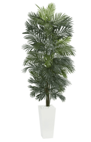 7' Areca Artificial Tree in White Tower Planter