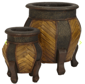 Decorative Rounded Wood Planters (Set of 2)