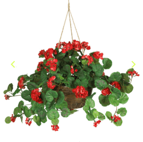 Geranium Hanging Basket Silk Plant