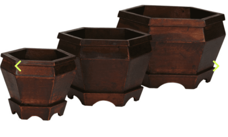 Wooden Hexagon Decorative Planter (Set of 3)